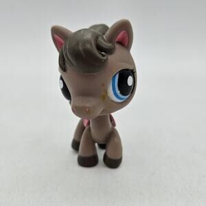 Hasbro Littlest Pet Shop LPS Pony Horse Foal Figure Brown Blue Eyes 2007 C0291B